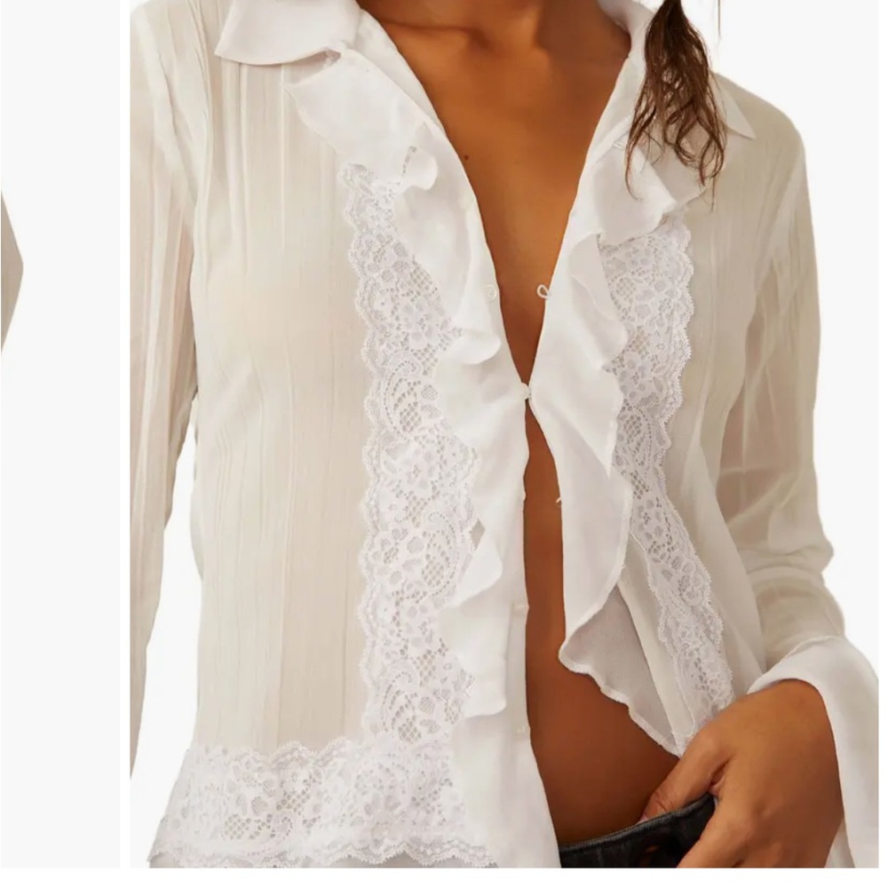 free people Bad at Love Ruffle Button-Up Shirt size size S